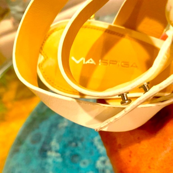 ✨Via Spiga✨ Cream Double Strap Sandal W/Chunky Heel - Picture 5 of 7